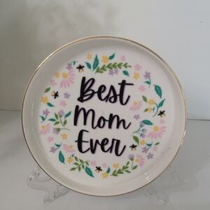 Fig & Fern Floral 'Best Mom Ever' Decorative Plate, NWT